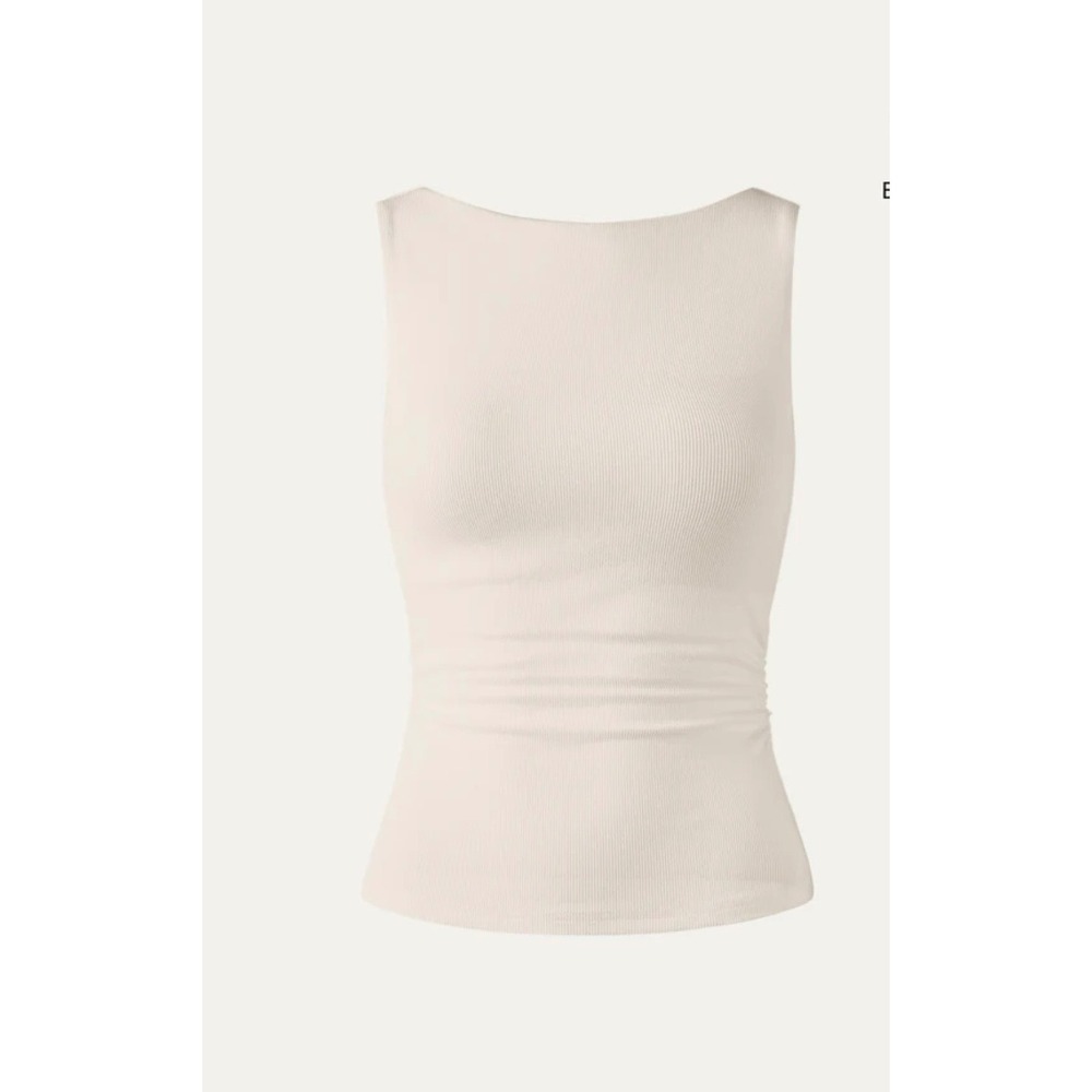 NWT OGL Womens Open Back Brami Tank Top 2XL Ribbed Plantive Ruched Minimalist